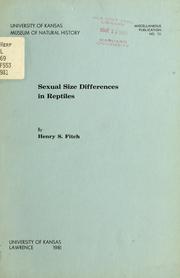 Cover of: Sexual size differences in reptiles | Henry Sheldon Fitch
