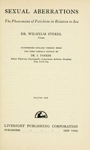 Cover of: Sexual aberrations by Wilhelm Stekel