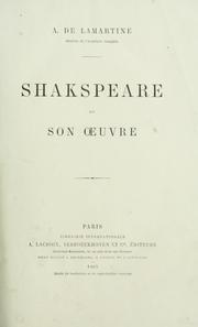 Cover of: Shakespeare et son oeuvre by Alphonse de Lamartine