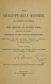 Front cover of The Shakespearian referee by Joachim Heyward Siddons