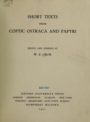 Cover of: Short texts from Coptic ostraca and papyri by Walter Ewing Crum Q7964790