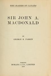 Cover of: Sir John A. Macdonald