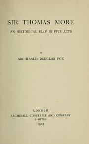 Front cover of Sir Thomas More by Archibald Douglas Fox