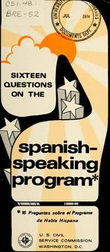 Cover of: Sixteen questions on the Spanish-Speaking Program =: 16 preguntas sobre el Programa de Habla Hispana