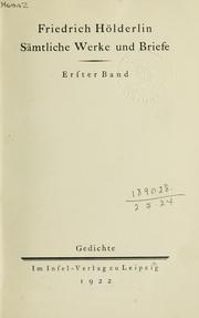 Cover of: Sämtliche Werke und Briefe by Friedrich Hölderlin