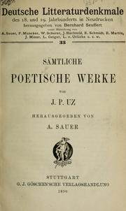 Cover of: Sämtliche poetische Werke: Hrsg. von A. Sauer