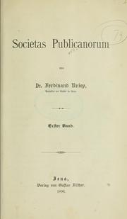 Cover of: Societas publicanorum
