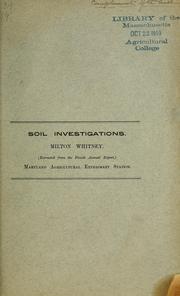 Cover of: Soil investigations by Milton Whitney