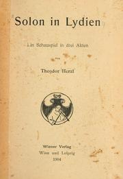 Cover of: Solon in Lydien by Theodor Herzl