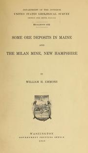 Cover of: Some ore deposits in Maine by William H. Emmons