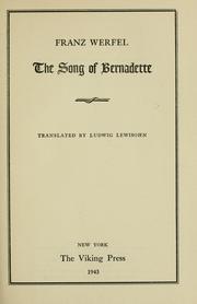 Cover of: The song of Bernadette by Franz Werfel