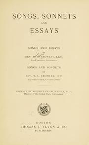 Songs, sonnets and essays