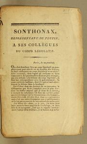 Cover of: Sonthonax, représentant du peuple, à ses collègues du Corps législatif
