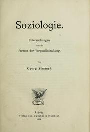 Cover of: Soziologie.: Untersuchungen über die formen der vergesellschaftung.