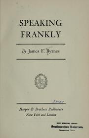 Cover of: Speaking frankly.