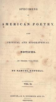 Cover of: Specimens of American poetry by Samuel Kettell