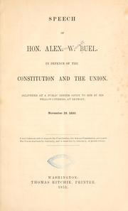 Cover of: Speech of Hon. Alex.: W. Buel, in defense of the Constitution and the union.