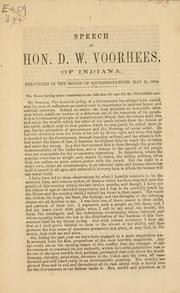 Cover of: Speech of Hon. D. W. Voorhees, of Indiana.