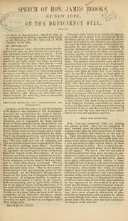 Cover of: Speech of Hon. James Brooks, of New York, on the deficiency bill.: In the House of Representatives, March 20, 1852.