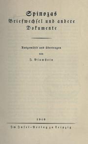 Cover of: Spinozas Briefwechsel und andere Dokumente
