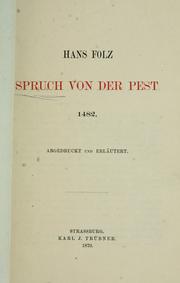 Cover of: Spruch von der Pest: 1482