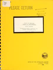 Cover of: State of Montana, Board of Investments audit report by Montana. Legislature. Office of the Legislative Auditor., Montana. Legislature. Office of the Legislative Auditor.