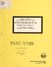 Cover of: State of Montana, Environmental Quality Council, financial-compliance audit for the two fiscal years ended June 30, 1985 by Eve, Laird & Company (Great Falls, Mont.)