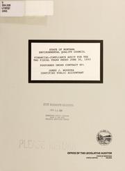 Cover of: State of Montana, Environmental Quality Council, financial-compliance audit for the two fiscal years ended June 30, 1993 by James J. Wosepka