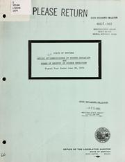 Cover of: State of Montana, Office of Commissioner of Higher Education and Board of Regents of Higher Education fiscal year ended June 30, 1974. by Montana. Legislature. Office of the Legislative Auditor.