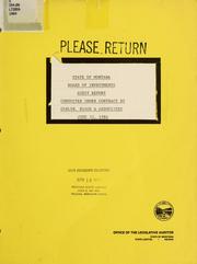 Cover of: State of Montana, Board of Investments audit report by Montana. Legislature. Office of the Legislative Auditor., Montana. Legislature. Office of the Legislative Auditor.