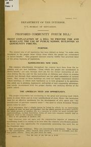 Cover of: Proposed community forum bill: Brief explanation of a bill to provide for and regulate the use of public school buildings as community forums