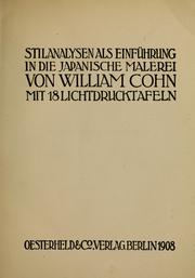 Cover of: Stilanalysen als Einführung in die japanische Malerei. by William Cohn