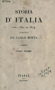 Cover of: Storia d'Italia dal 1789 al 1814.