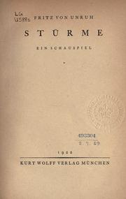 Cover of: Stürme by Fritz von Unruh.
