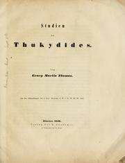 Cover of: Studien zu Thukydides. by Georg Martin Thomas