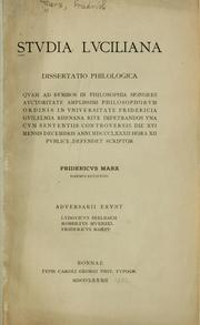 Cover of: Studia luciliana by Friedrich Marx