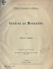 Cover of: Studien zu Menander. by Johannes Geffcken