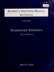 Cover of: Student's solutions manual: to accompany Elementary statistics, eighth edition