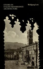 Cover of: Studies in Italian Renaissance architecture by Lotz, Wolfgang