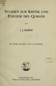 Cover of: Studien zur Kritik und Exergese des Qorans