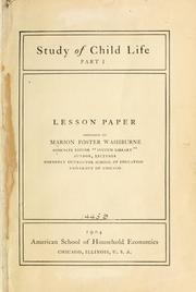 Cover of: Study of child life. by Marion Foster Washburne