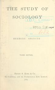 Cover of: The study of sociology. by Herbert Spencer