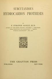 Cover of: Subcutaneos hydrocarbon protheses by Kolle, Frederick Strange