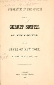 Cover of: Substance of the speech made by Gerrit Smith