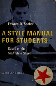 Cover of: A style manual for students, based on The MLA style sheet: for the preparation of term papers, essays, and theses