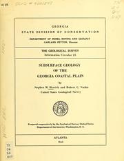 Cover of: Subsurface geology of the Georgia Coastal Plain