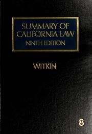 Cover of: Summary of California law by B. E. Witkin