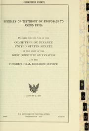 Cover of: Summary of testimony on proposals to amend ERISA by United States. Congress. Joint Committee on Taxation