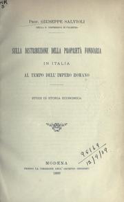 Cover of: Sulla distribuzione della proprietà fondiaria in Italia al tempo dell'impero romano: studi di storia economica.