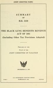 Cover of: Summary of H.R. 5159 | 